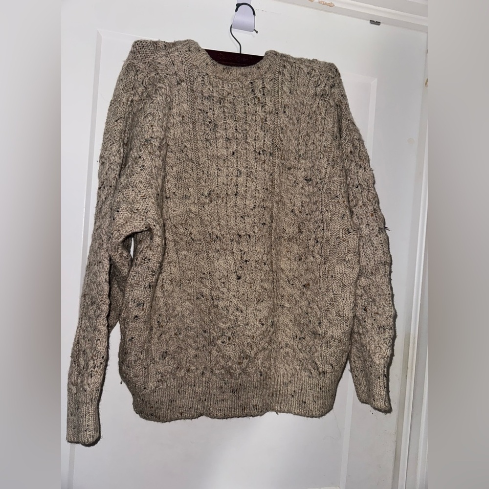 Cozy Beige Cable Knit Sweater wool